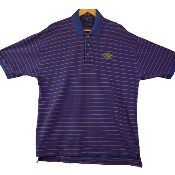 Vintage Florida Gators Men’s Striped Polo Shirt XL Blue Orange College Football - Picture 1 of 8
